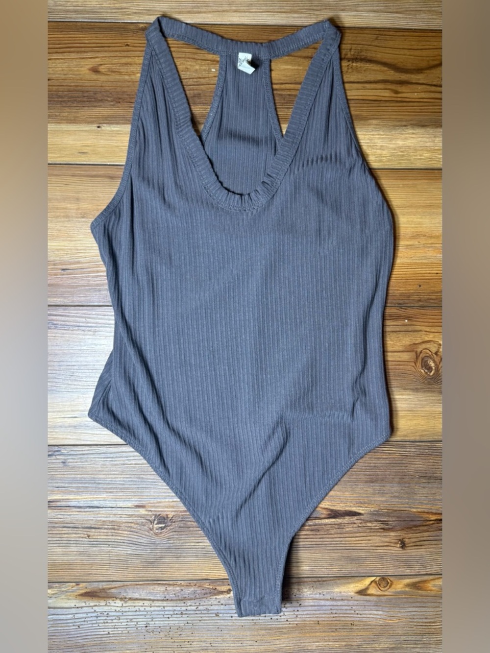 Intimately Free People Ribbed Bodysuit Womens XS/S Gray Sleeveless Stretch Snap